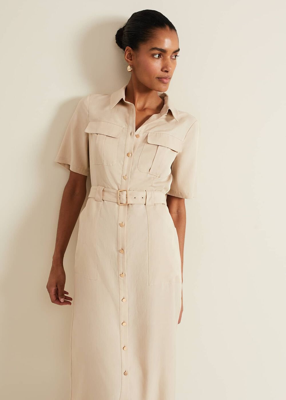 Willow Utility Midi Dress - Stone