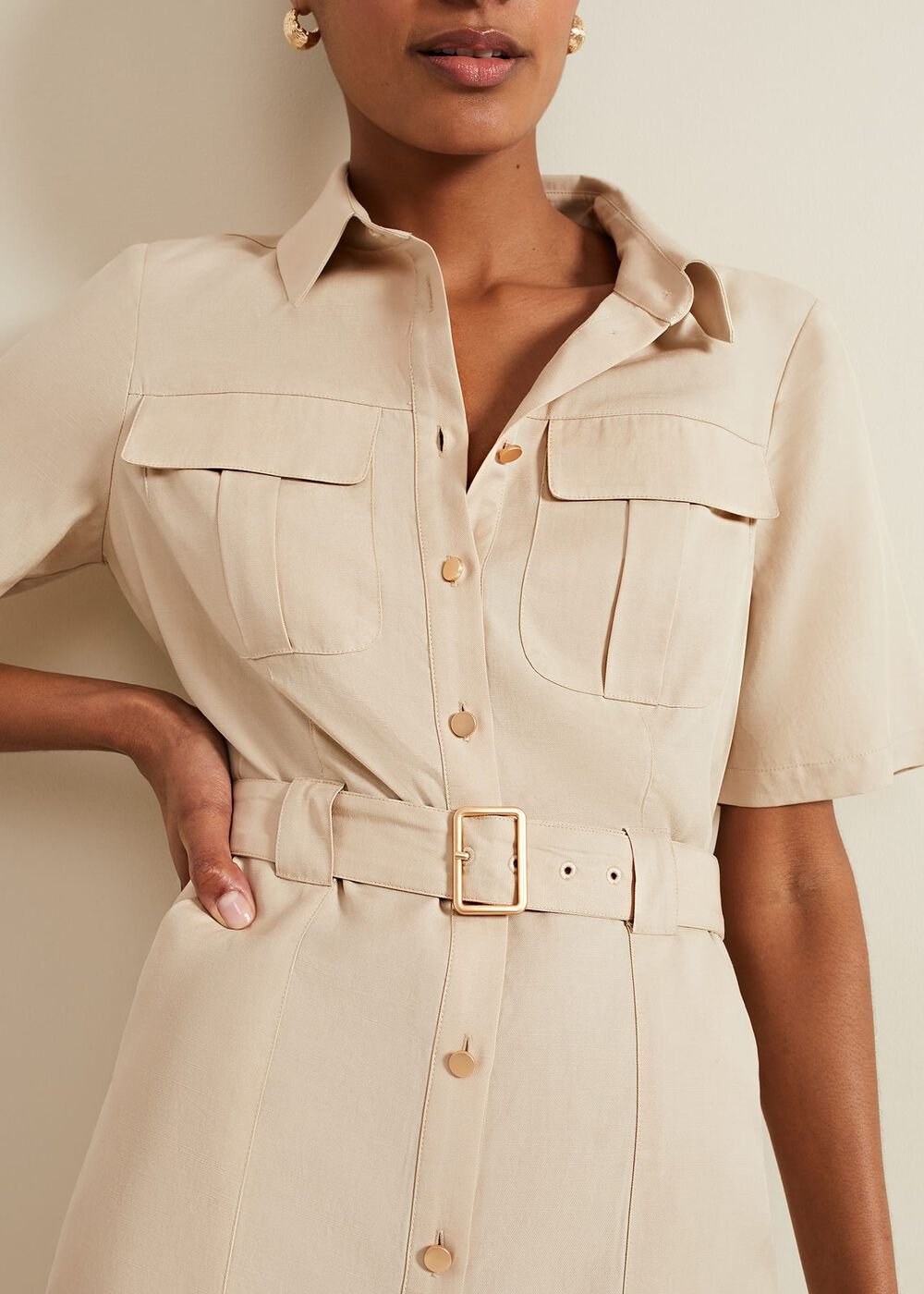 Willow Utility Midi Dress - Stone