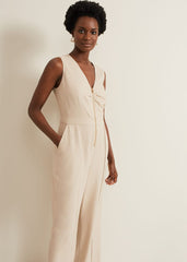 Fraya Zip Front Jumpsuit - Stone