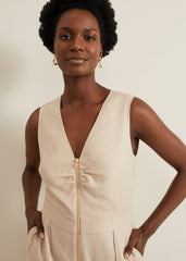 Fraya Zip Front Jumpsuit - Stone