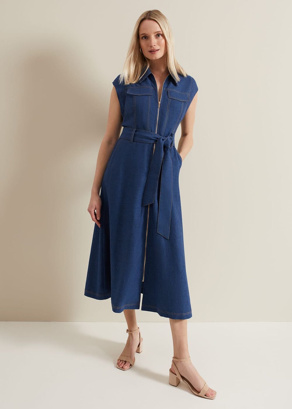 Luiza Denim Midi Dress - Denim