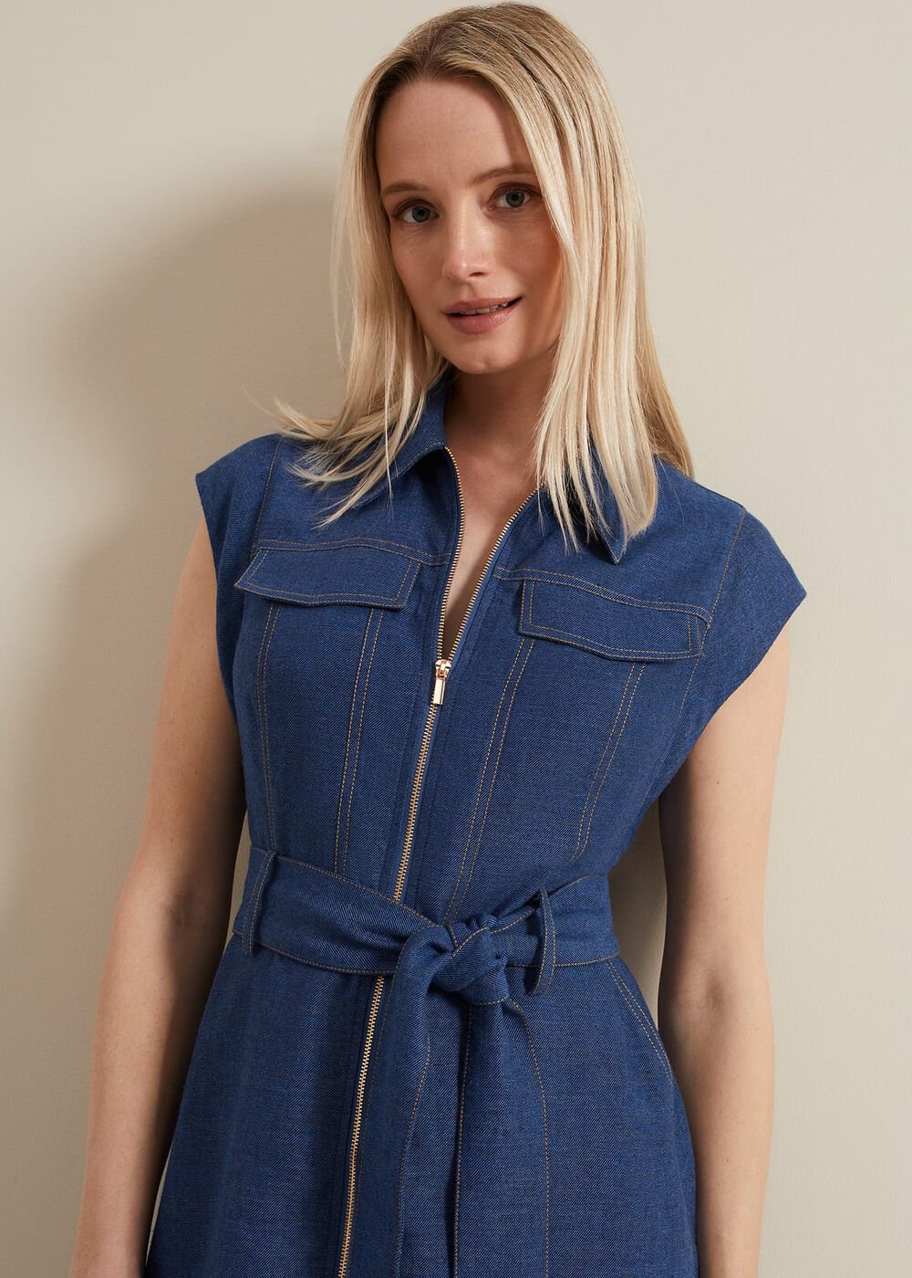 Luiza Denim Midi Dress - Denim