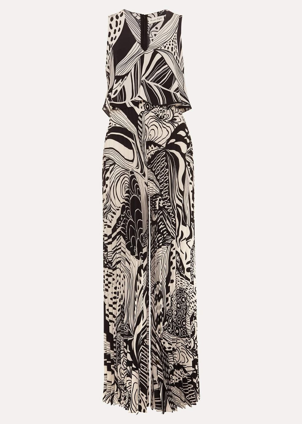 Saskia Abstract Pleated Jumpsuit - Black Multi