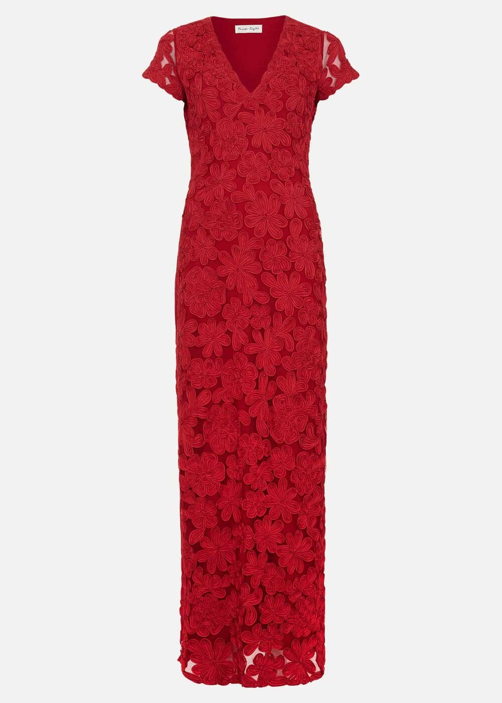 Janice Red Tapework Maxi Dress - Red