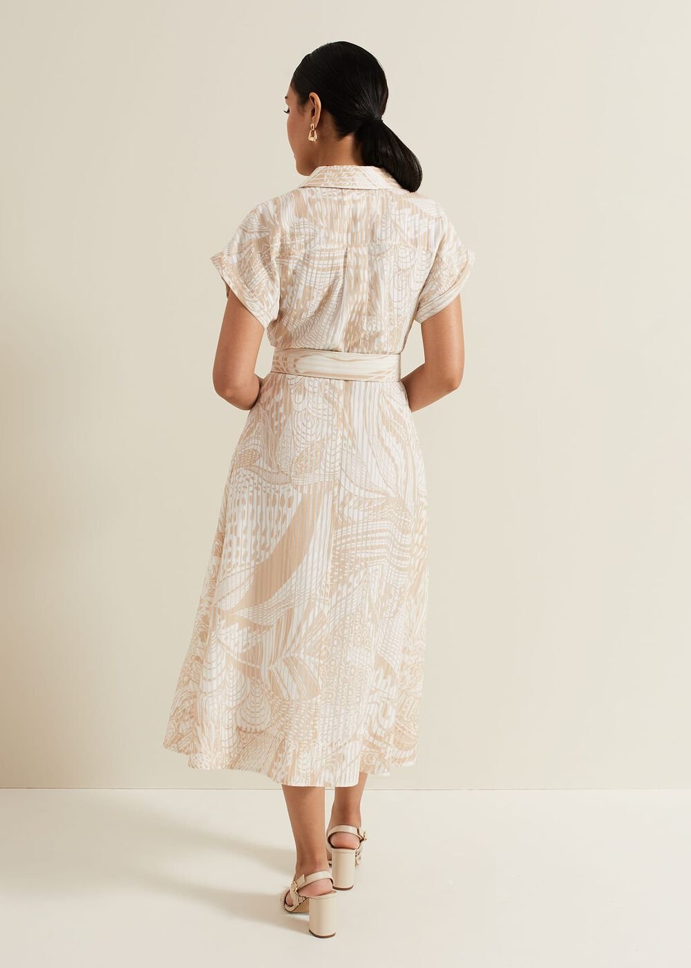 Petite Mandi Abstract Shirt Dress - Neutral