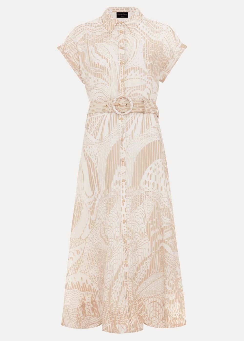 Petite Mandi Abstract Shirt Dress - Neutral