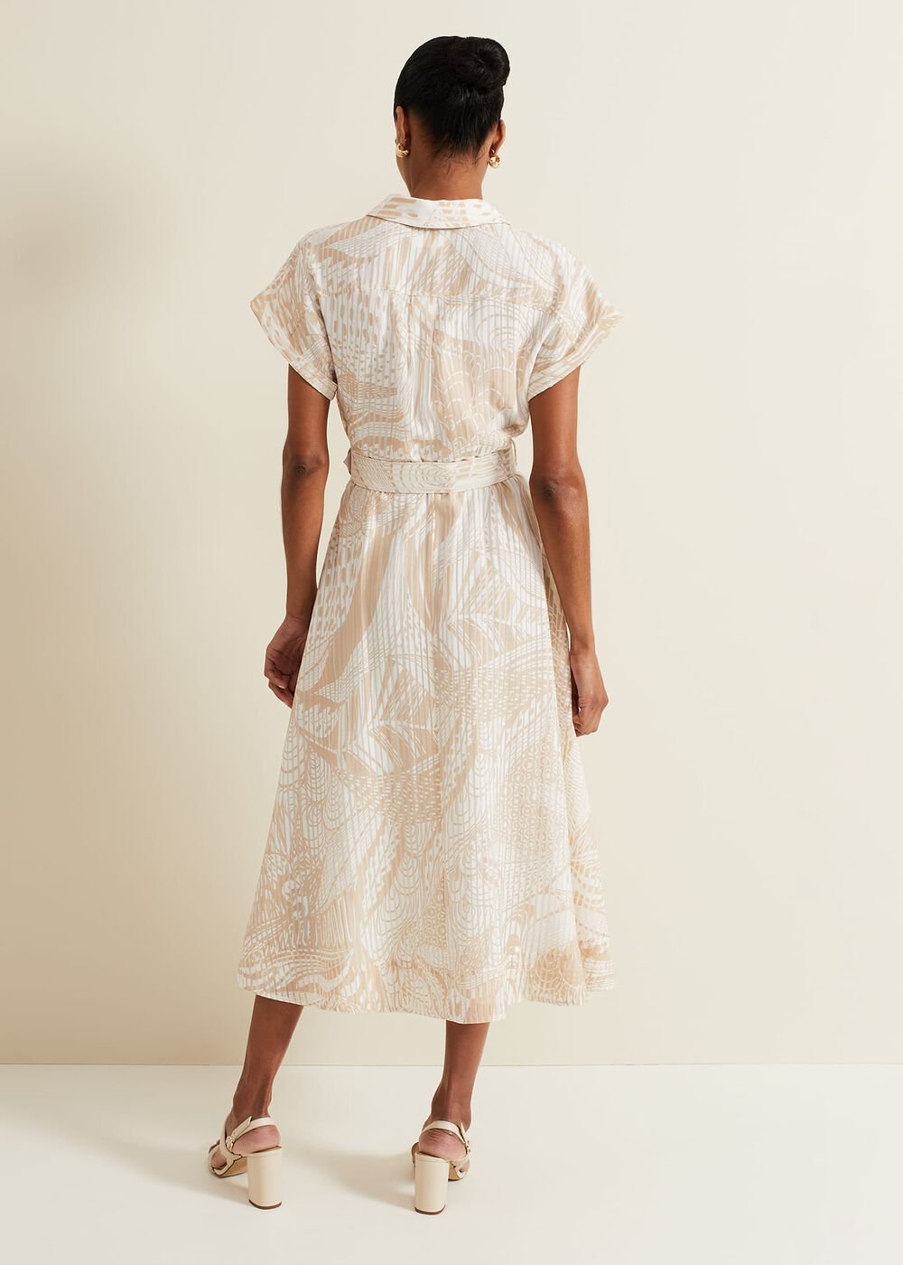 Mandi Abstract Stripe Shirt Dress - Neutral