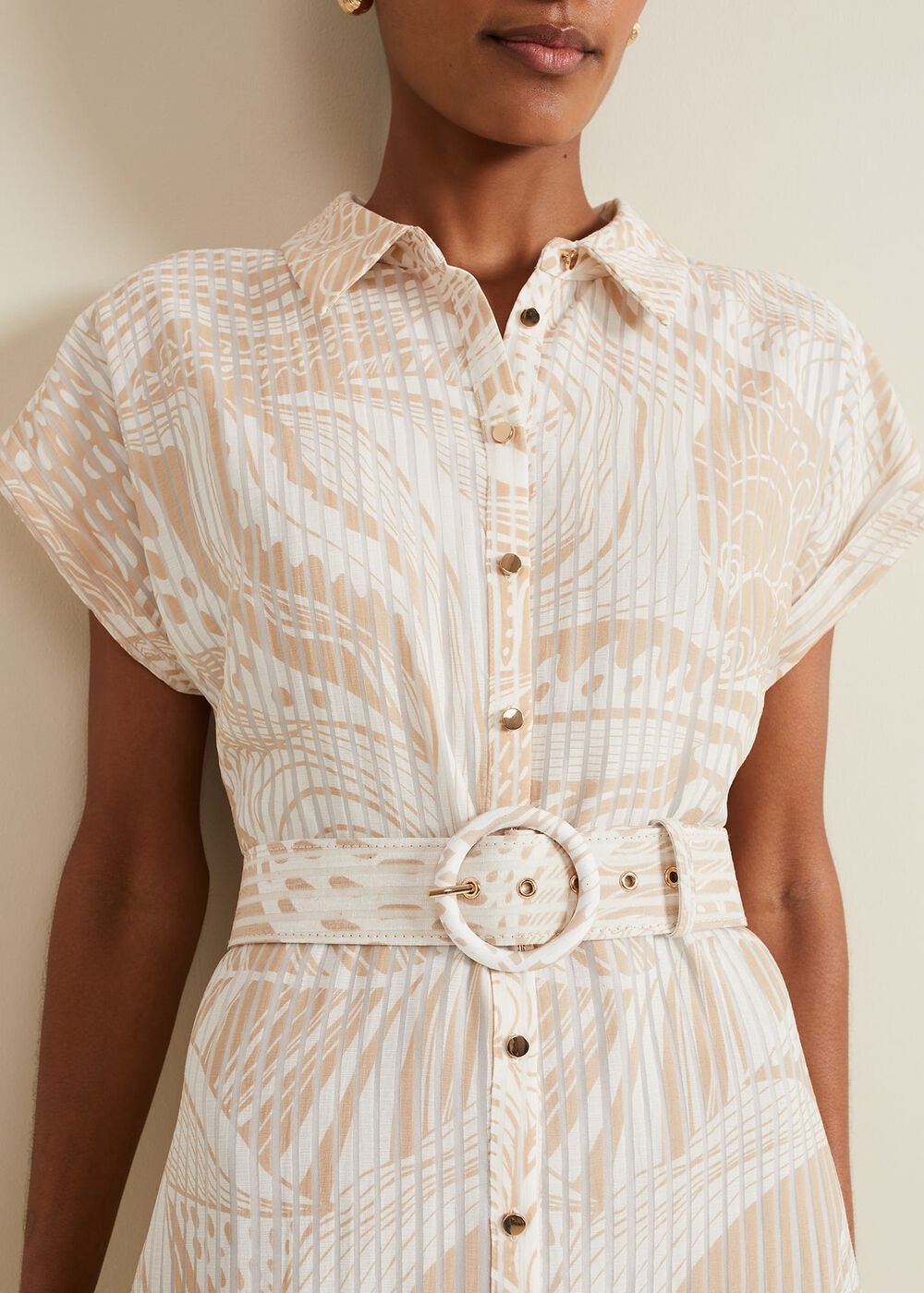 Mandi Abstract Stripe Shirt Dress - Neutral