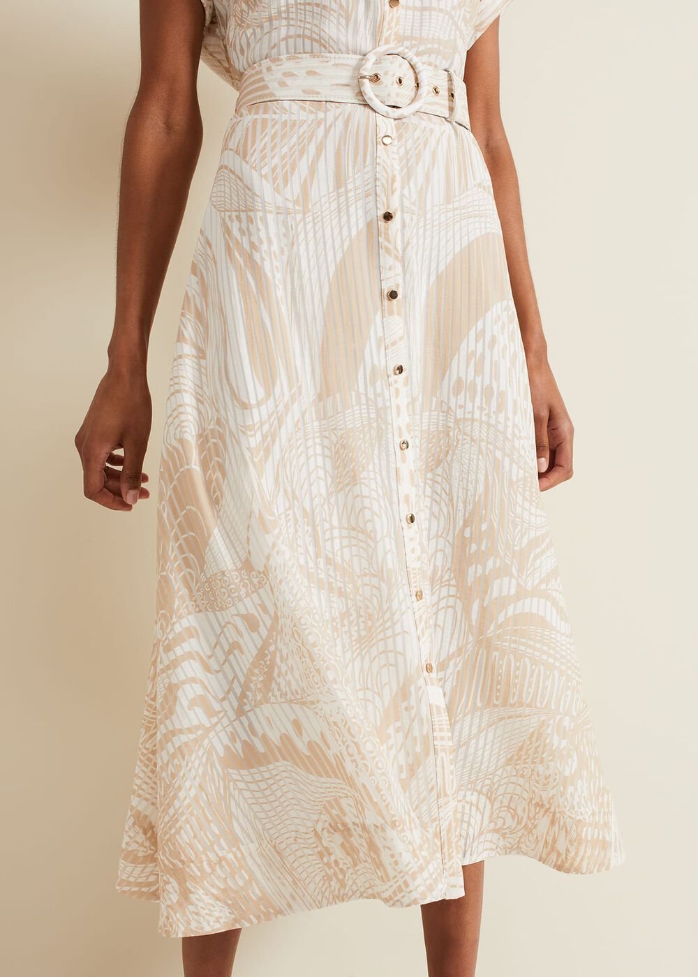 Mandi Abstract Stripe Shirt Dress - Neutral
