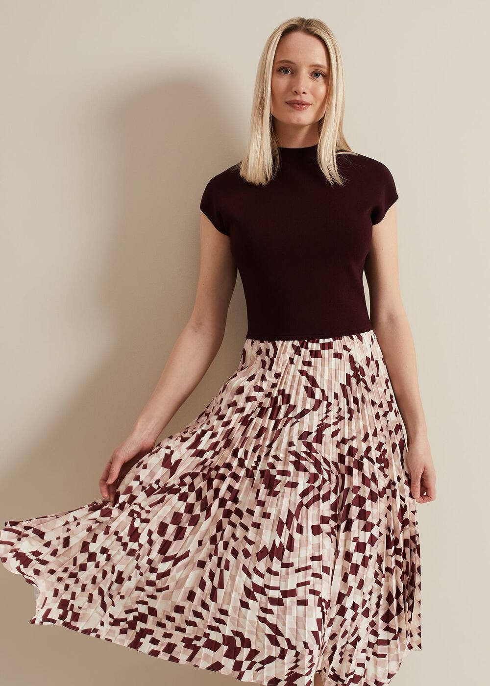 Maya Woven Hem Geo Dress - Multi-Coloured