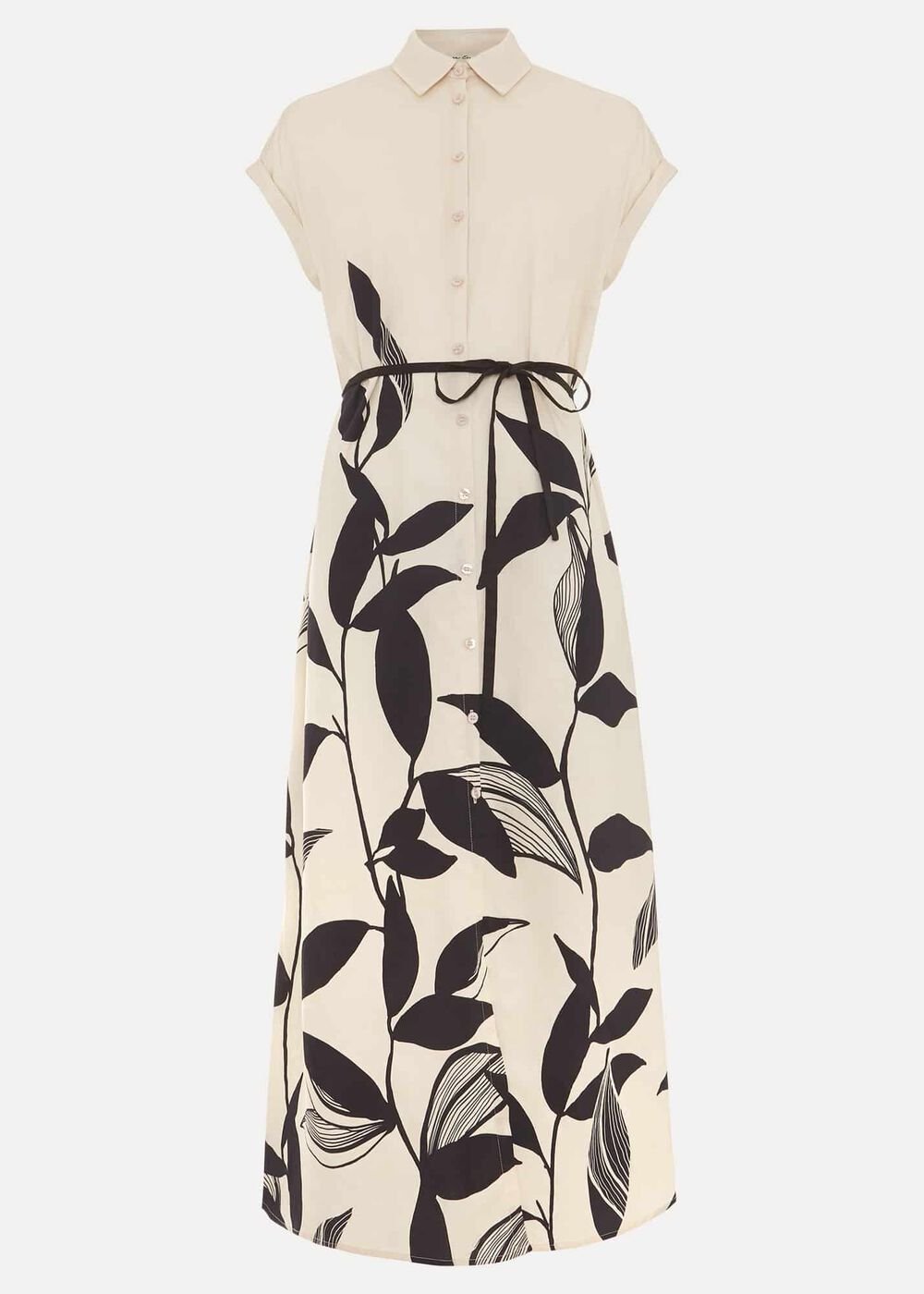 Felicity Leaf Print Midi Dress - Black/Multi