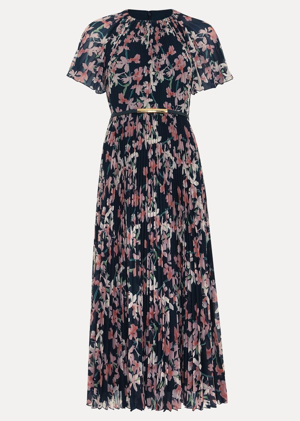 Kathleen Floral Pleated Midi Dress - Multi-Coloured