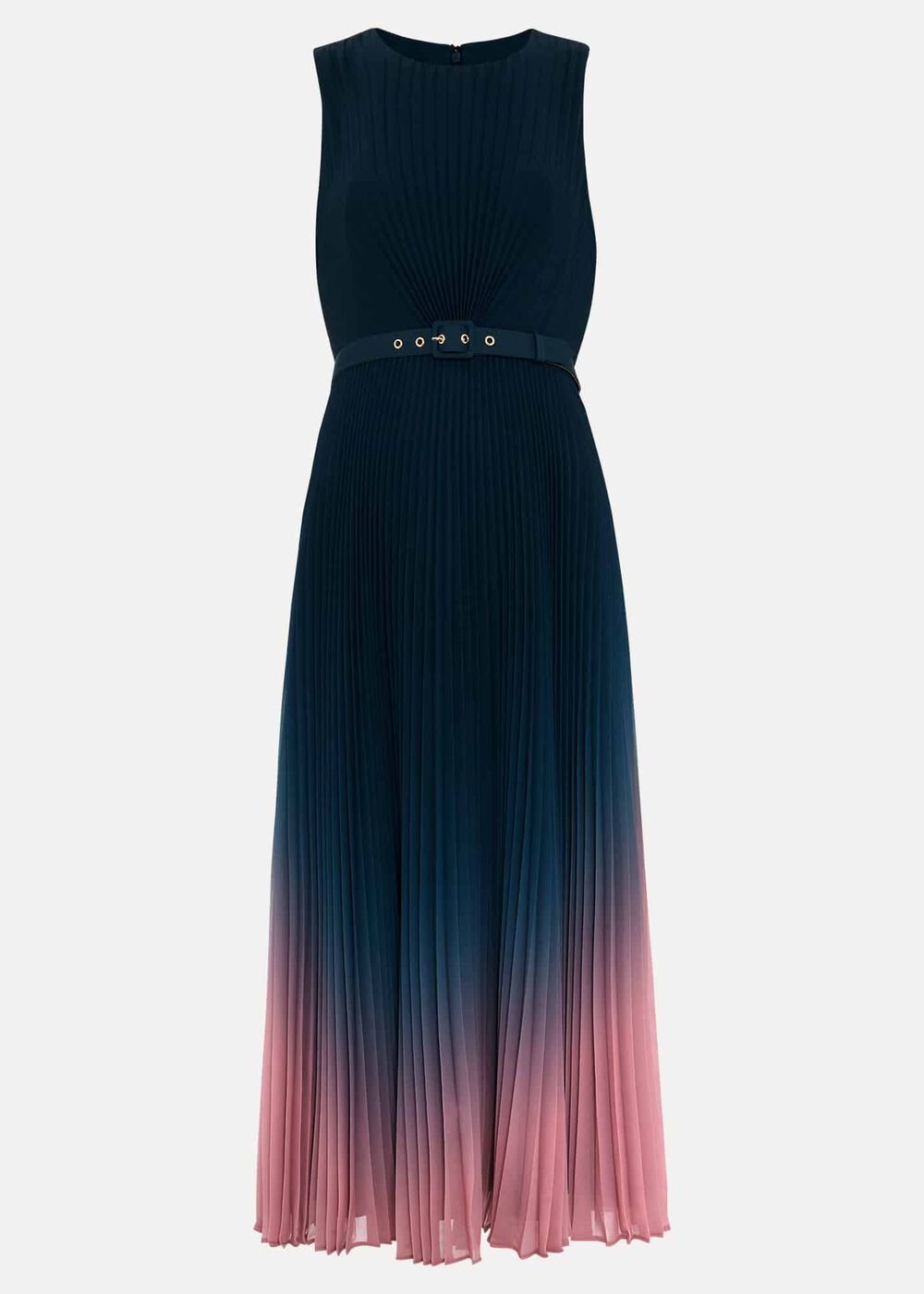 Simara Ombre Chiffon Midi Pleat Dress - Multi-Coloured