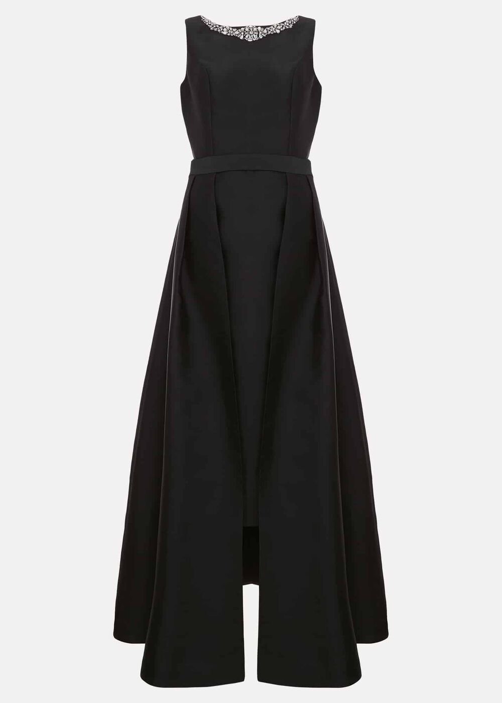 Yisanne Black Satin Embelished Dress - Black