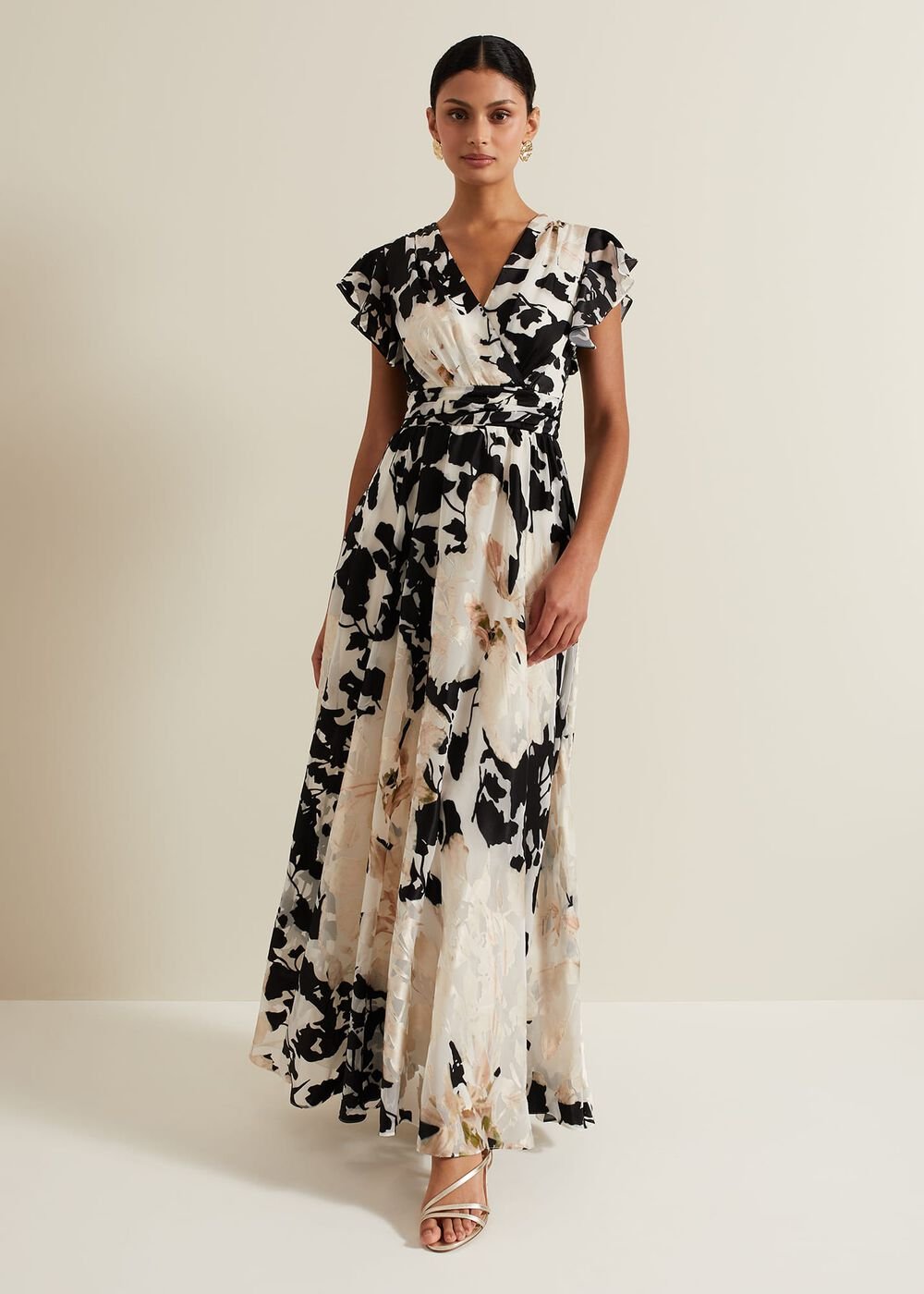 Liana Floral Maxi Dress - Black/Ivory
