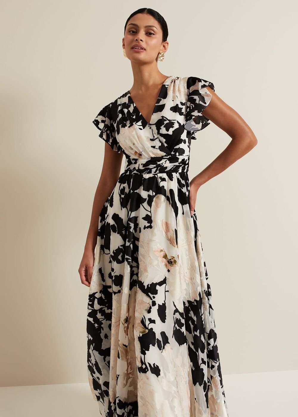 Liana Floral Maxi Dress - Black/Ivory