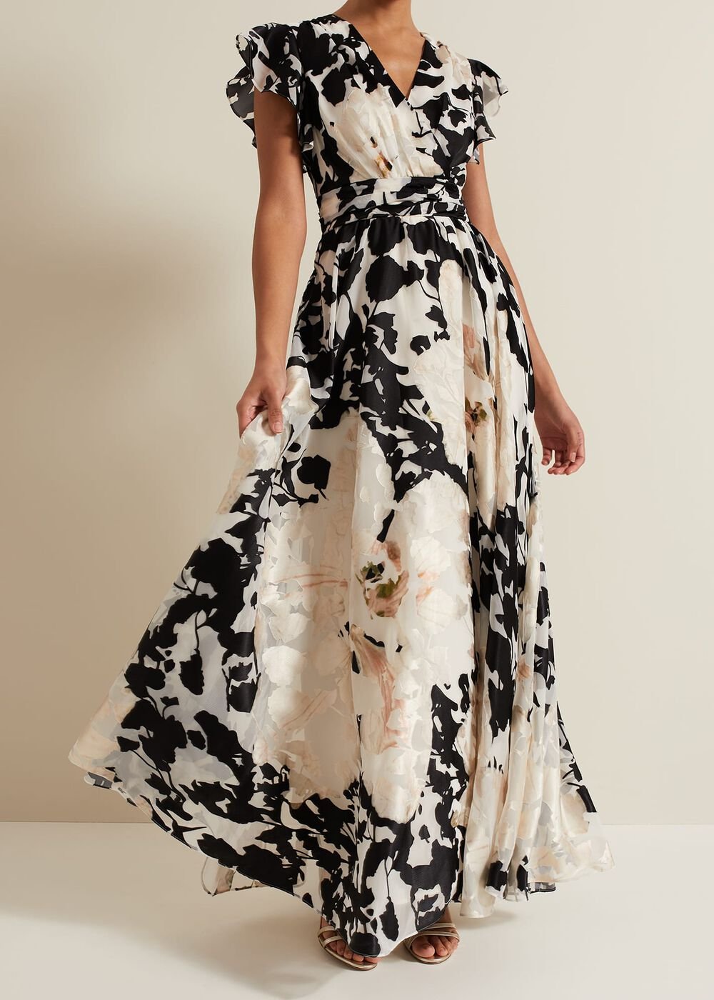 Liana Floral Maxi Dress - Black/Ivory