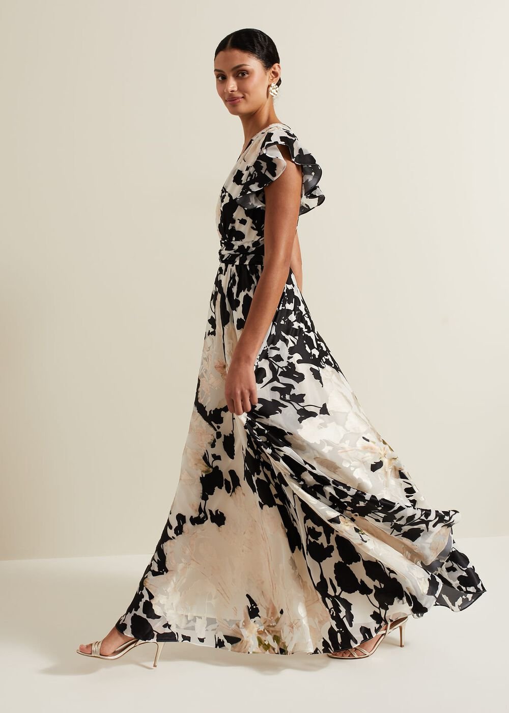 Liana Floral Maxi Dress - Black/Ivory