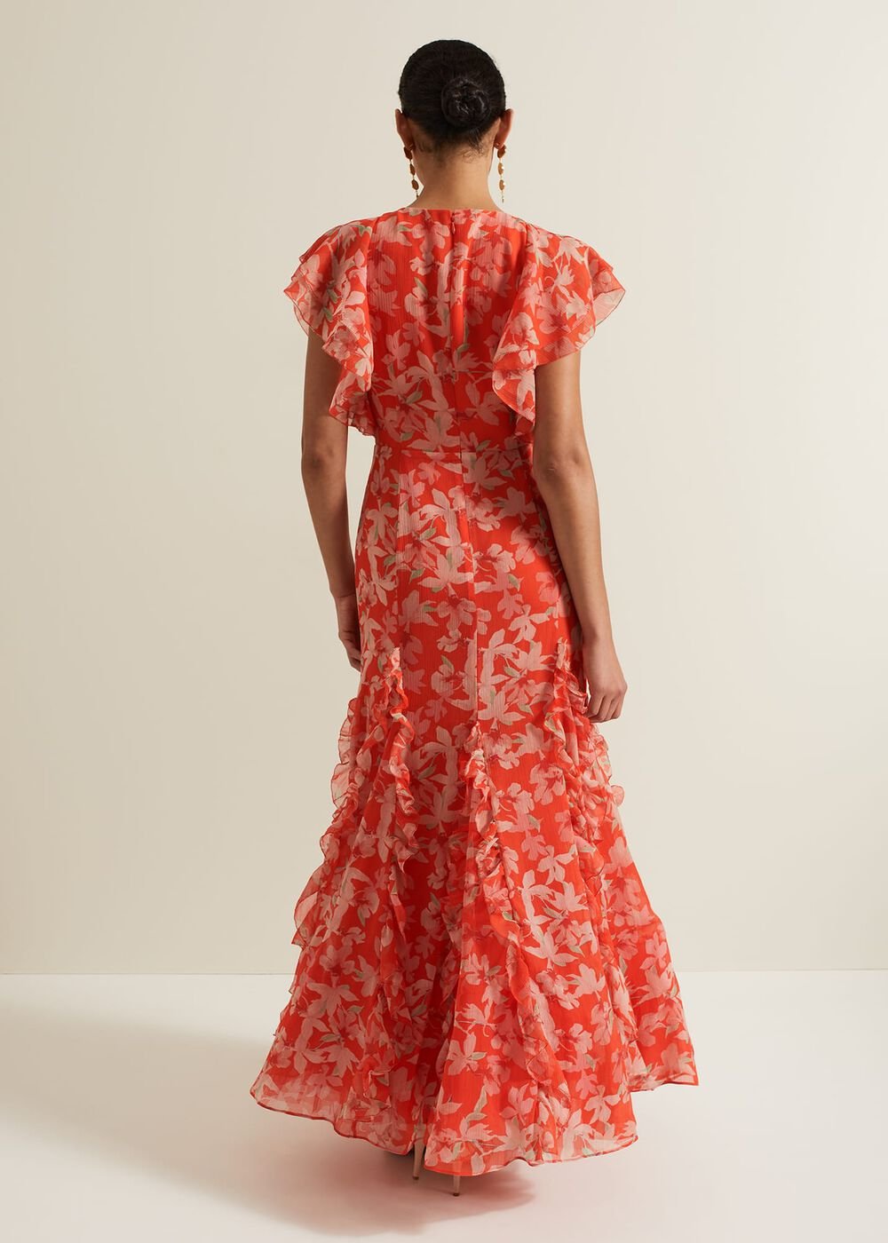 Gaby Floral Print Ruffle Maxi Dress - Multi-Coloured