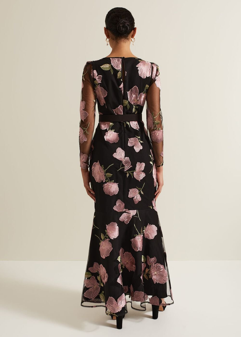 Genny Floral Print Embroidered Maxi Dres - Multi-Coloured