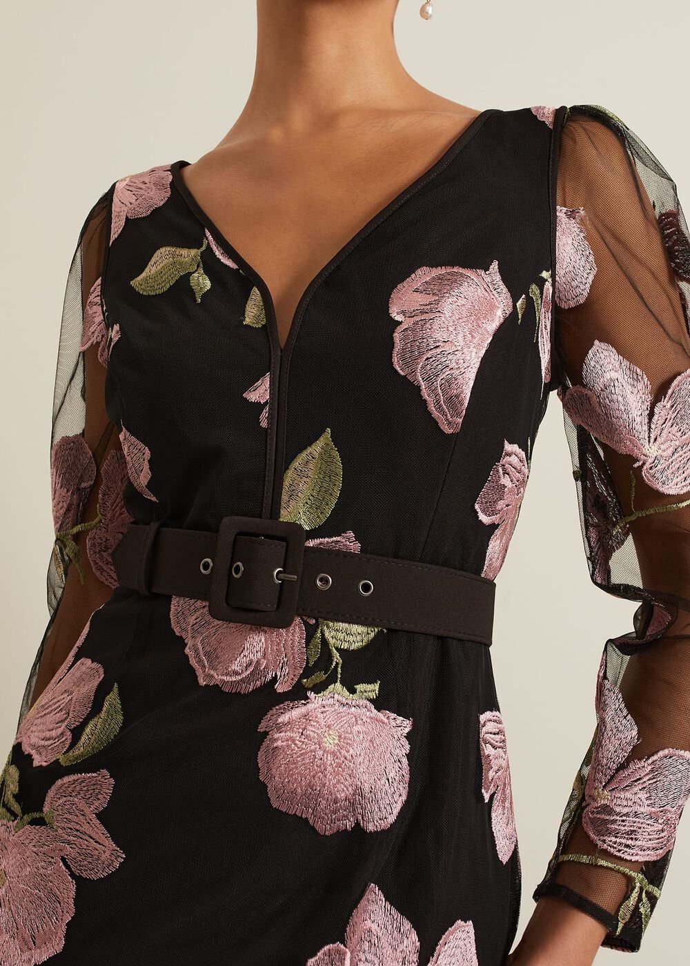 Genny Floral Print Embroidered Maxi Dres - Multi-Coloured
