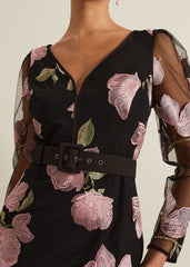 Genny Floral Print Embroidered Maxi Dres - Multi-Coloured