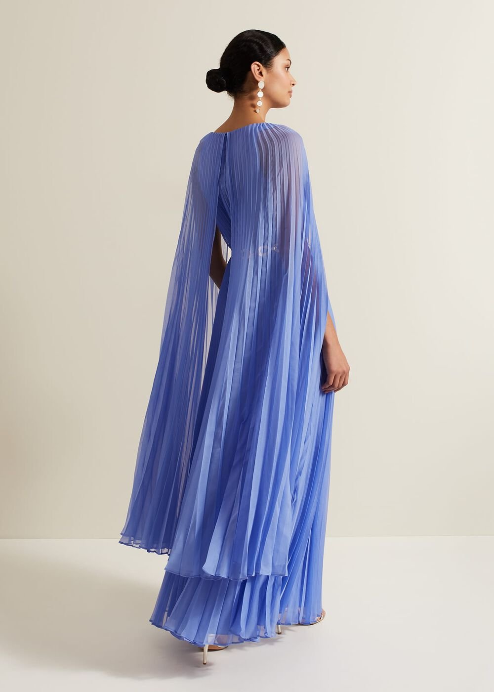 Marren Blue Chiffon Pleated Maxi Dress - Blue