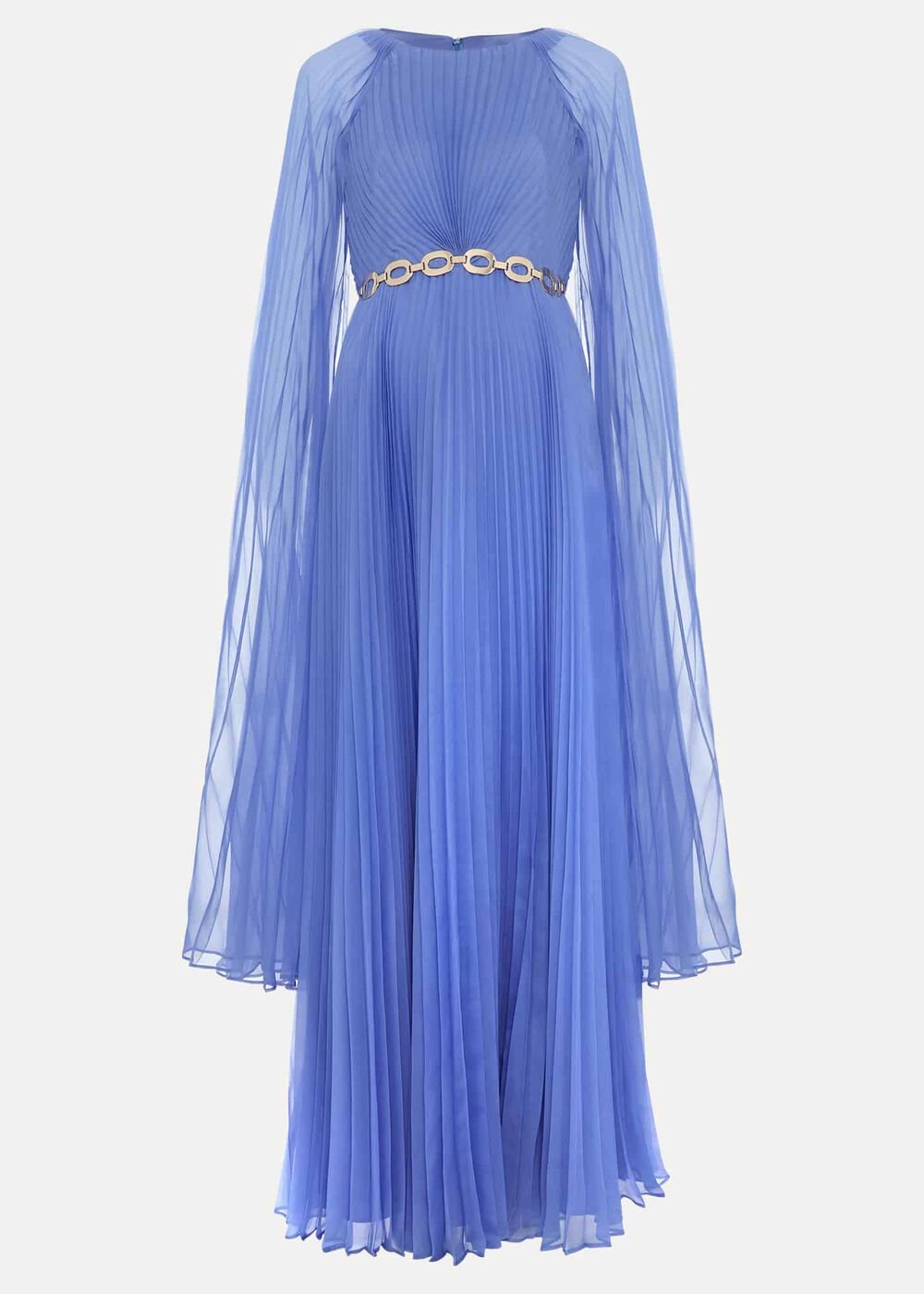 Marren Blue Chiffon Pleated Maxi Dress - Blue