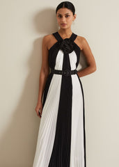 Taylor Pleated Maxi Dress - Black/Ivory