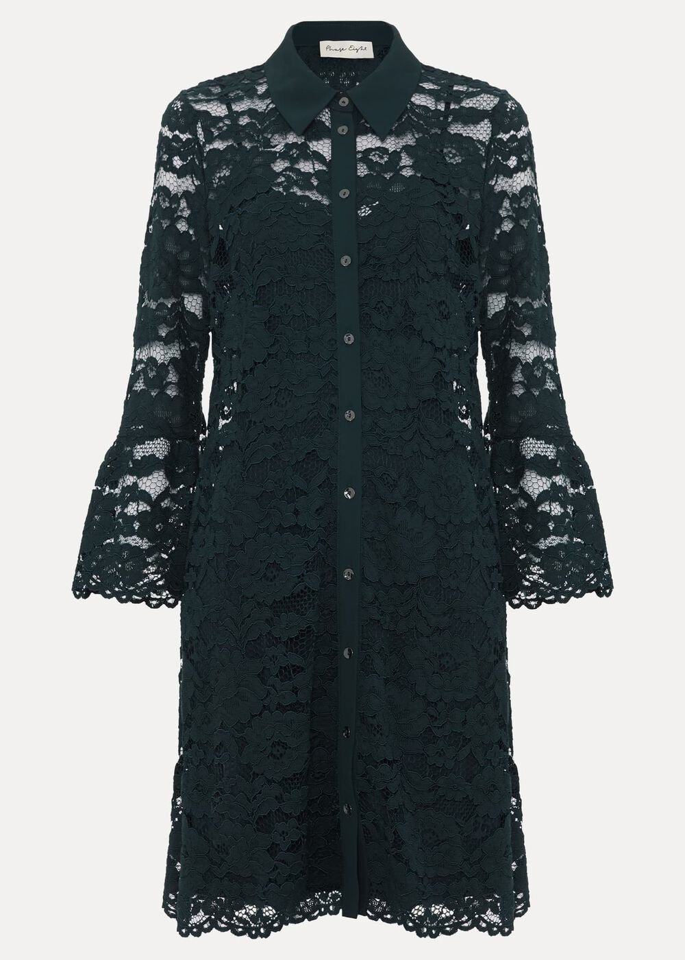 Rojina Teal Lace Shirt Dress - Teal