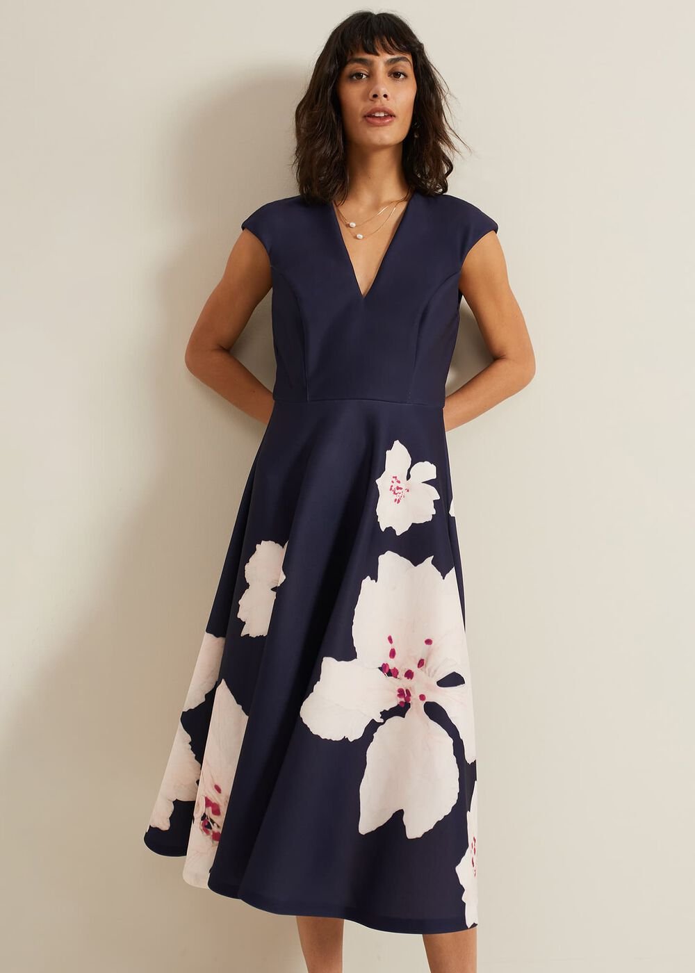 Rakhi Scuba Fit And Flare Midi Dress - Multi-Coloured