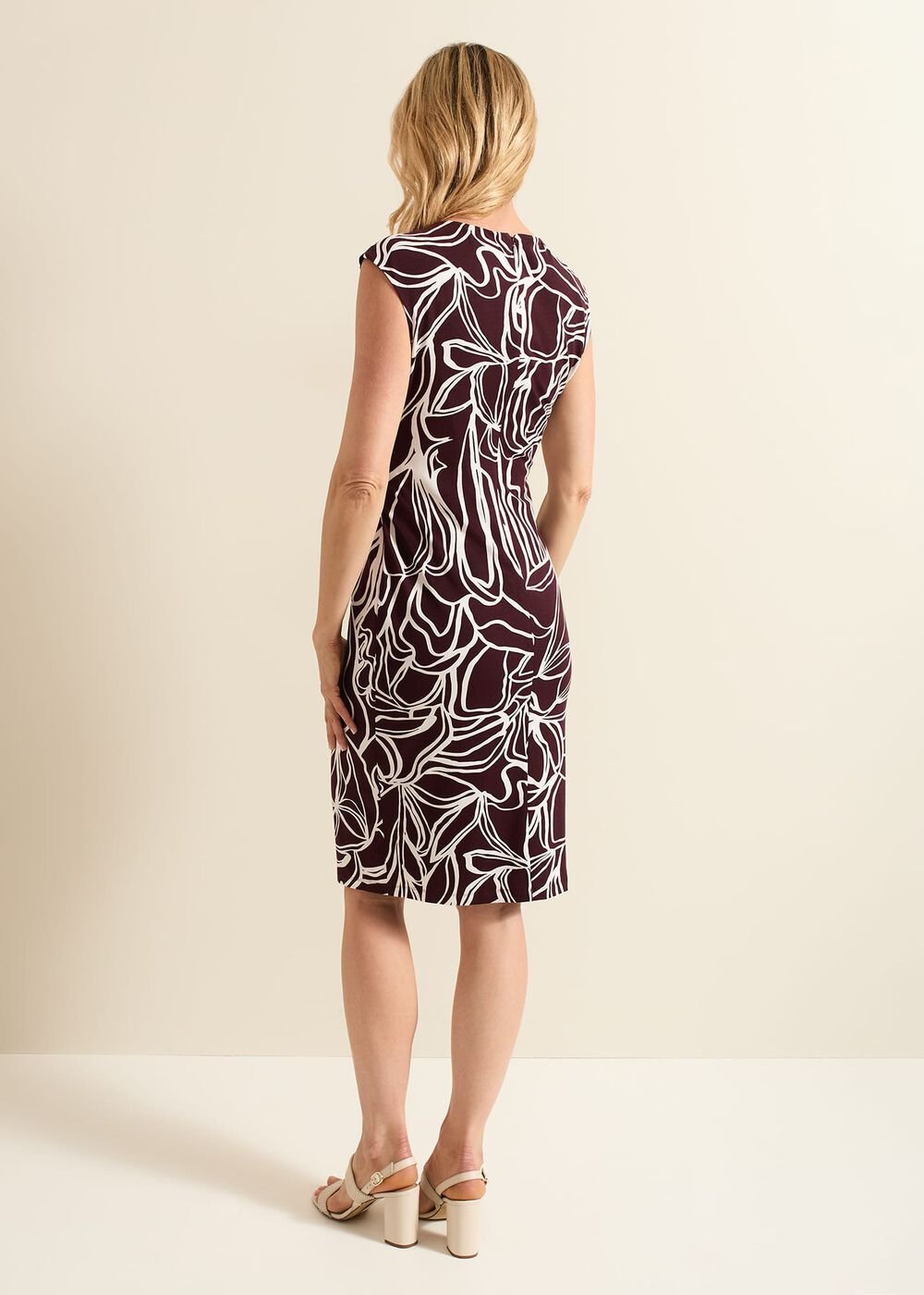 Sabrina Jersey Abstract Tie Midi Dress - Multi-Coloured