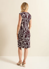 Sabrina Jersey Abstract Tie Midi Dress - Multi-Coloured