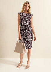 Sabrina Jersey Abstract Tie Midi Dress - Multi-Coloured