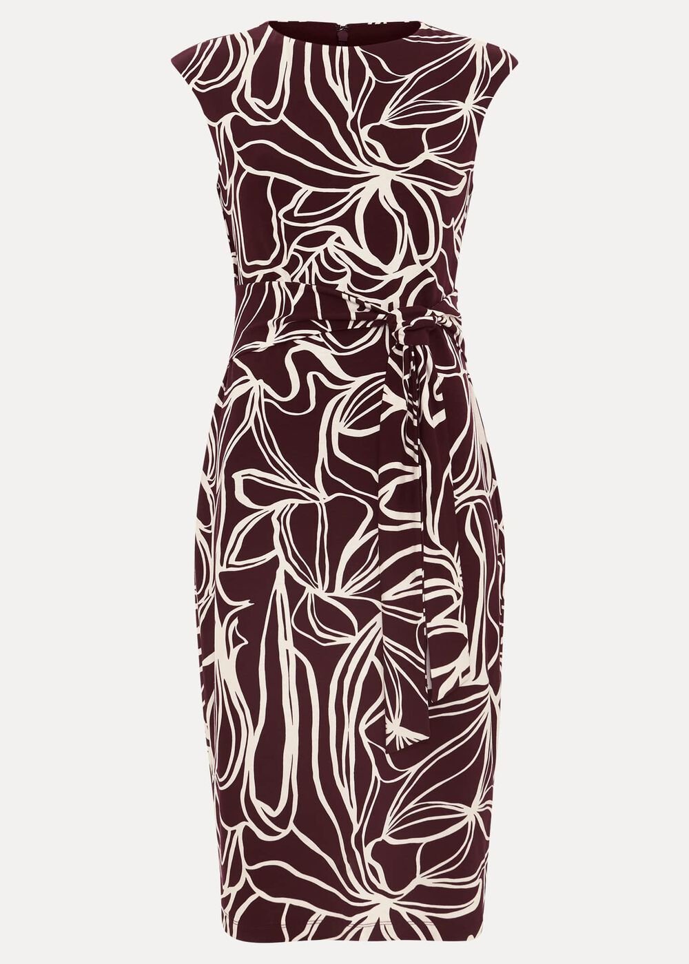 Sabrina Jersey Abstract Tie Midi Dress - Multi-Coloured