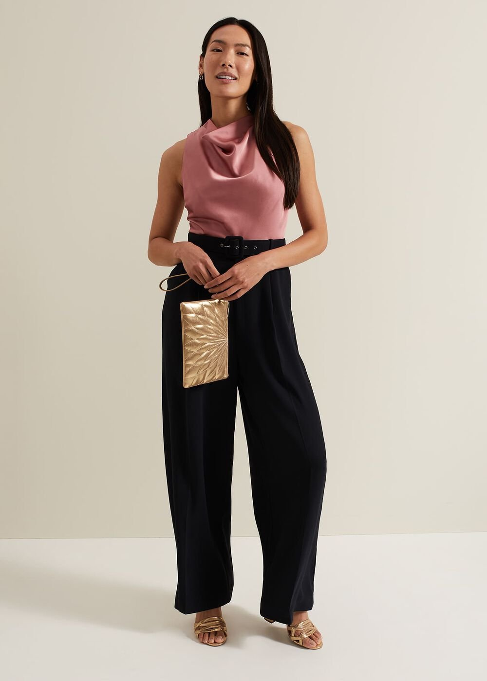 Sabina Satin Wide Leg Jumpsuit - Multi-Coloured