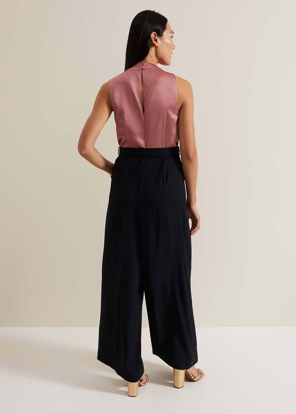 Sabina Satin Wide Leg Jumpsuit - Multi-Coloured