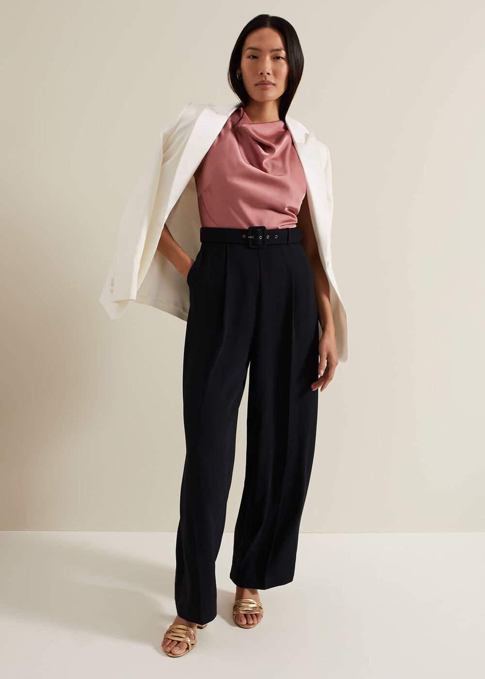 Sabina Satin Wide Leg Jumpsuit - Multi-Coloured