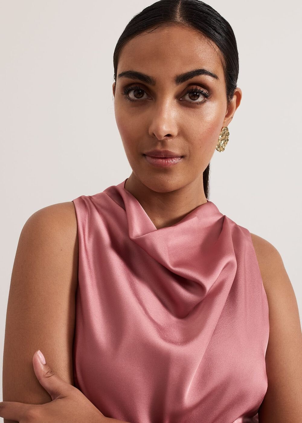 Petite Sabina Satin Wide Leg Jumpsuit - Multi-Coloured