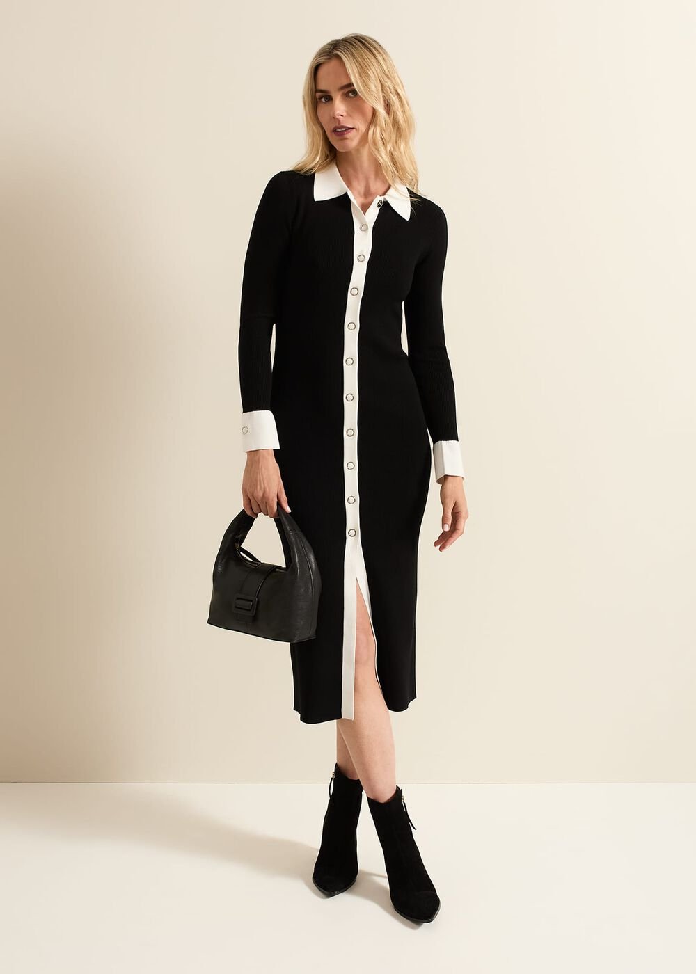 Jennifer Tube Shirt Dress - Black/Ivory