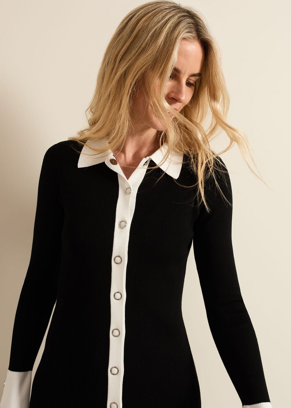 Jennifer Tube Shirt Dress - Black/Ivory