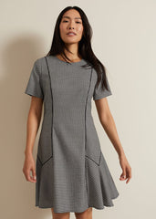 Viola Houndstooth Mini Dress - Black Multi