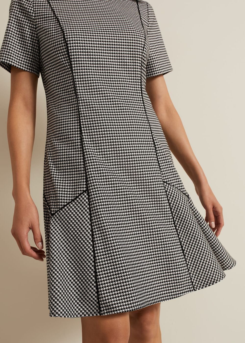 Viola Houndstooth Mini Dress - Black Multi