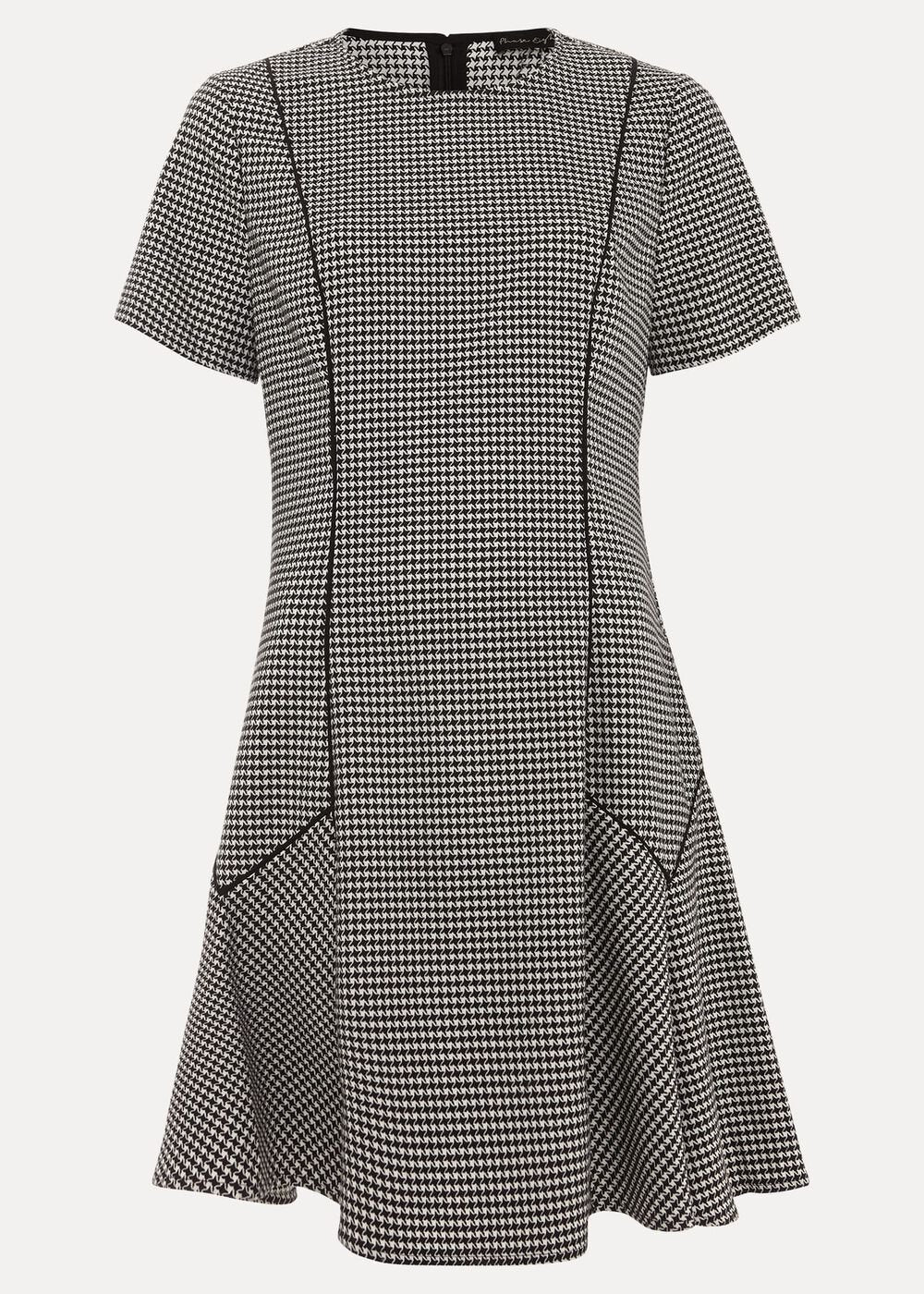 Viola Houndstooth Mini Dress - Black Multi