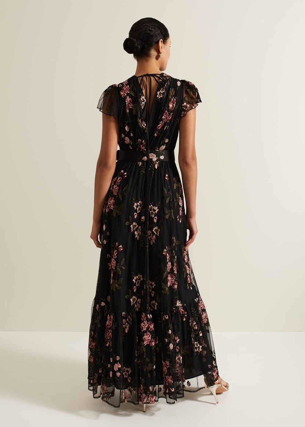 Tamera Mesh Embroidered Maxi Dress - Multi-Coloured