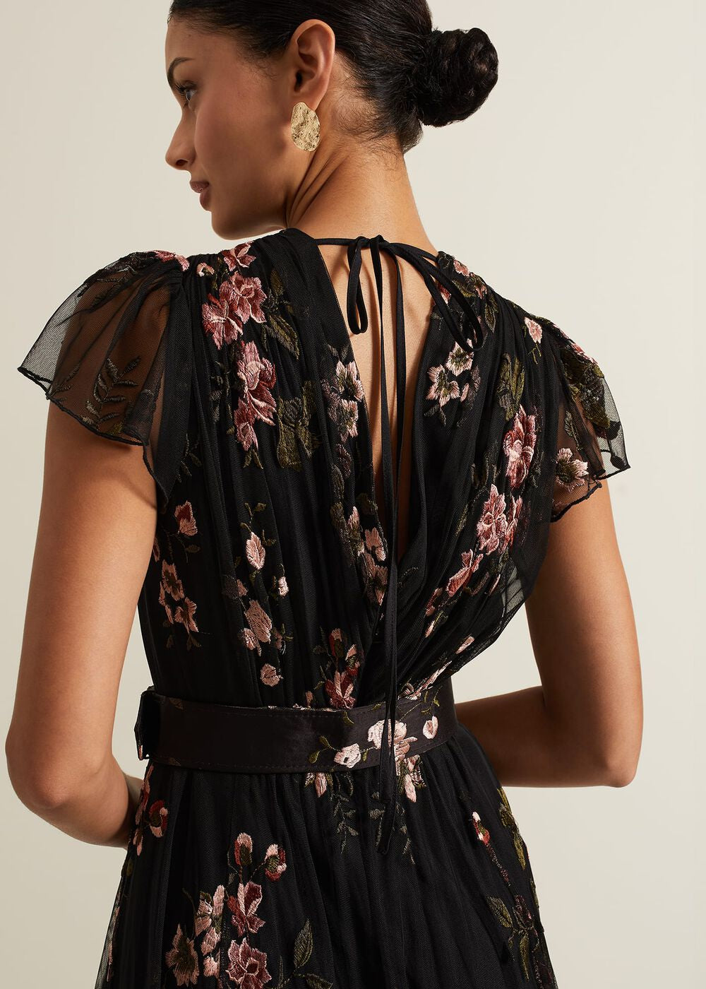 Tamera Mesh Embroidered Maxi Dress - Multi-Coloured