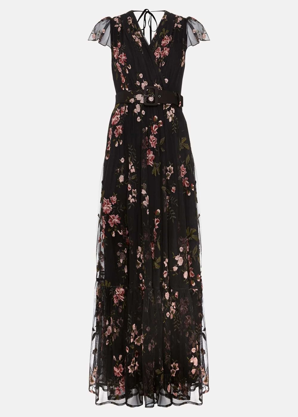 Tamera Mesh Embroidered Maxi Dress - Multi-Coloured