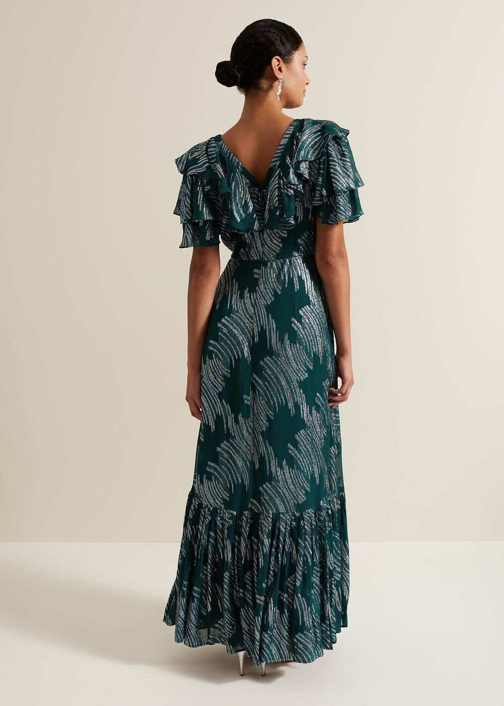 Marzia Teal Fil Coupe Maxi Dress - Teal