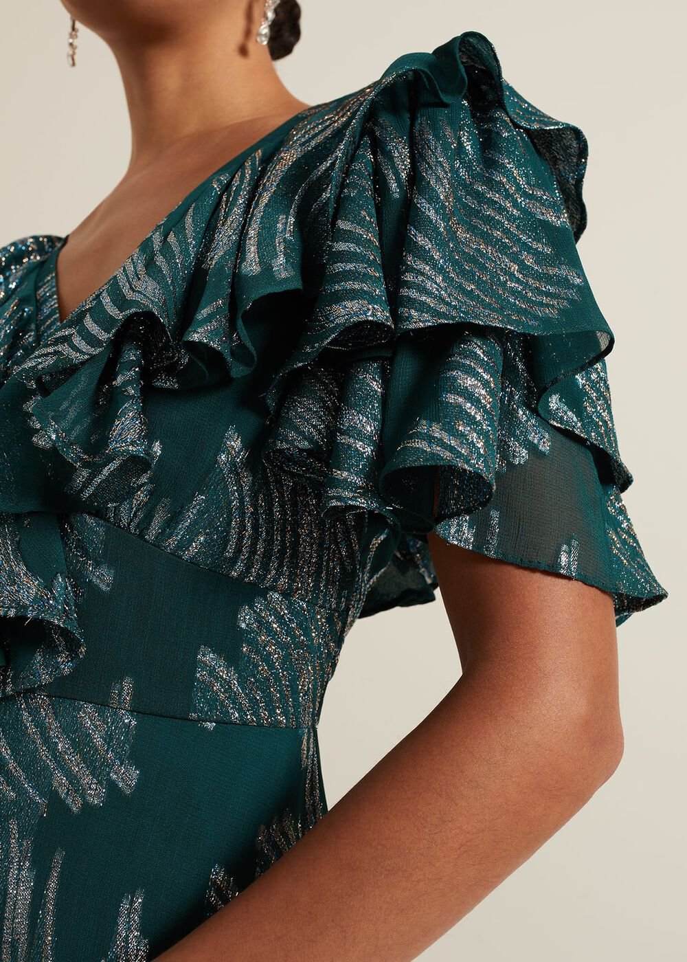 Marzia Teal Fil Coupe Maxi Dress - Teal