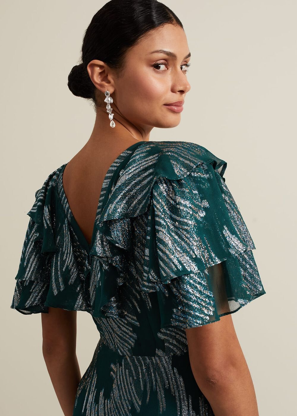 Marzia Teal Fil Coupe Maxi Dress - Teal